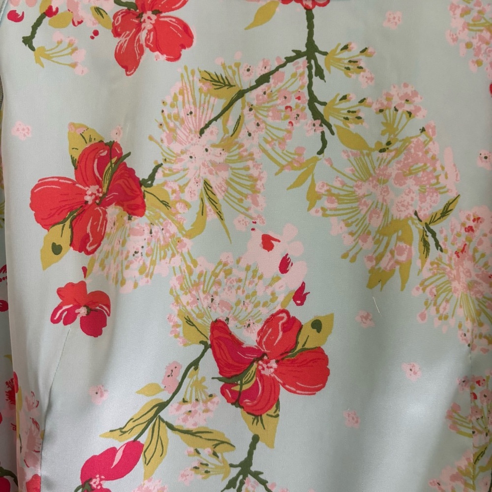 Ann Taylor Sleeveless Tank Top in Sea-foam Green with Red Floral Print, MP - Picture 2 of 6